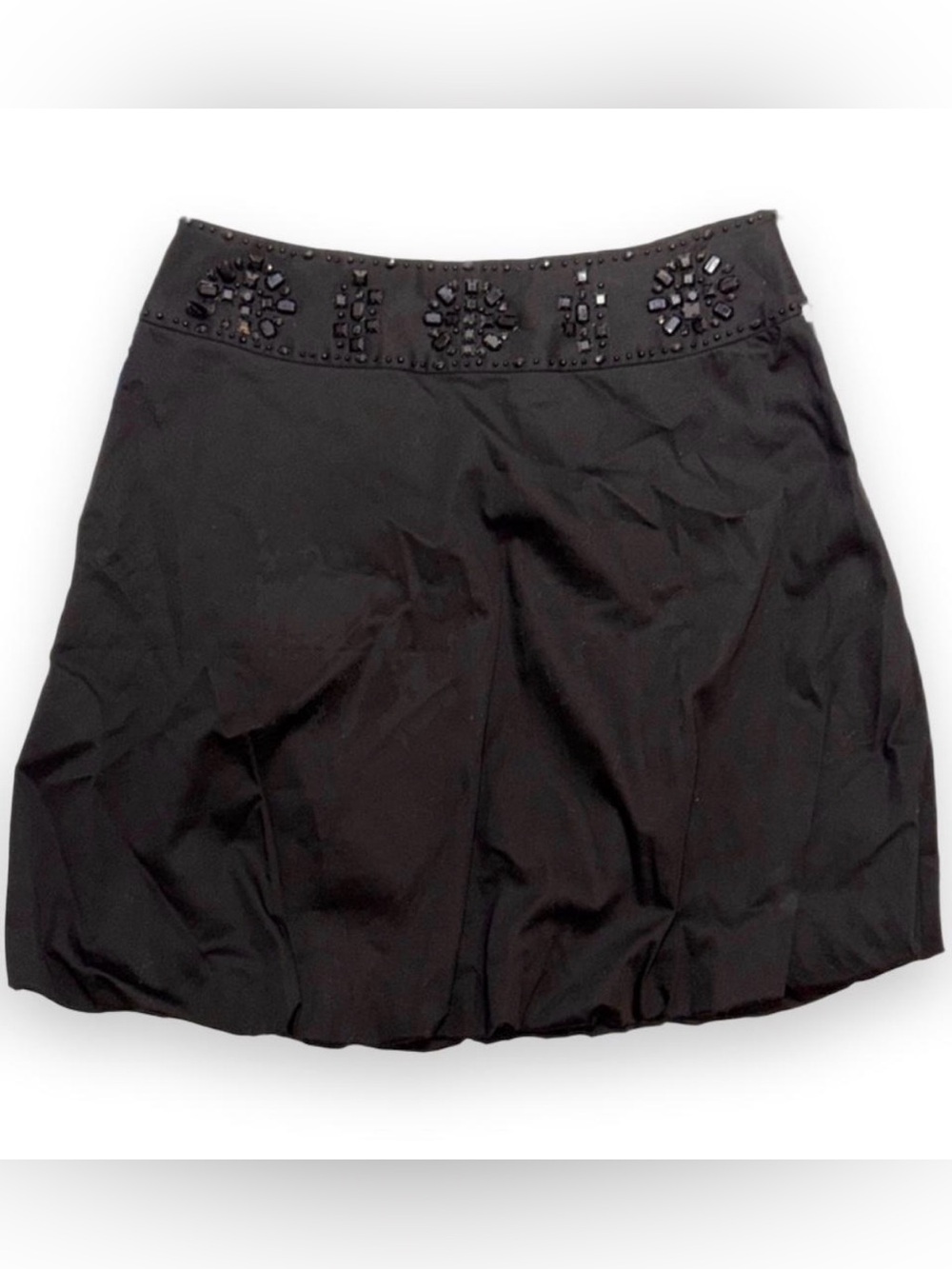 Kenar Black Beaded Waist Mini Bubble Skirt